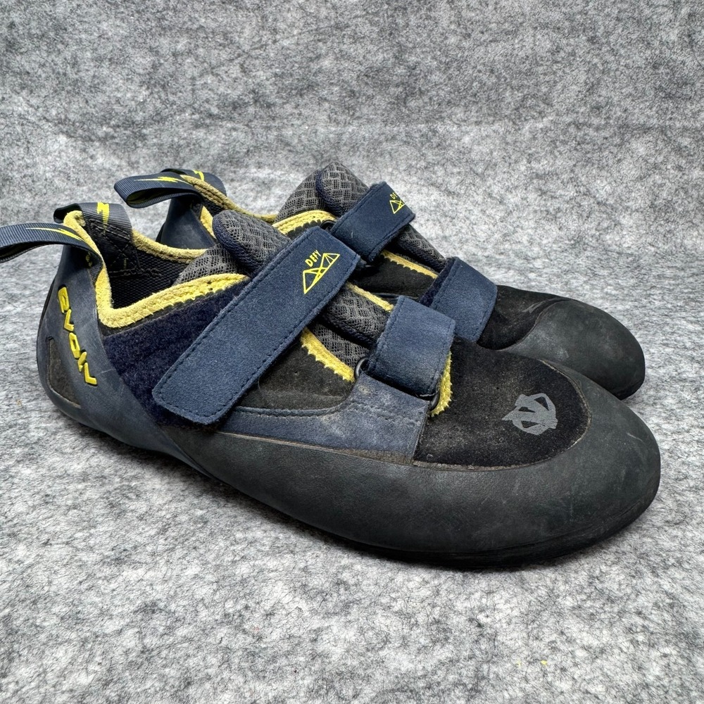 EVOLV Defy Black Rock Climbing Shoes TRAX Mens Size 10 Hook and Loop